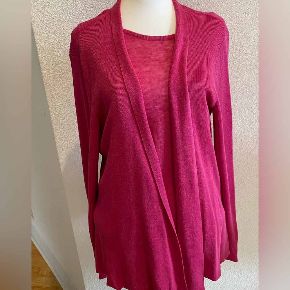 2Piece Valentine Pink Eileen Fisher Tank and Cardigan